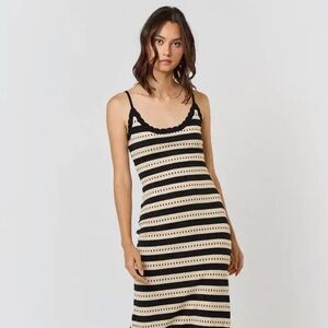Joe fresh crochet stripe midi dress  Sweater  Dress, natural/beige blue stripe